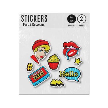 Picture of Girl Tape Mix Mount Cupcake Hello Pop Art Set Sticker Sheets Twin Pack