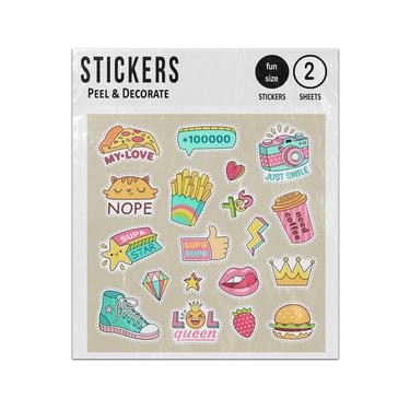 Picture of Girly Fashion Patches Comic Style Sticker Sheets Twin Pack