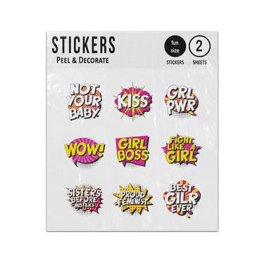 Picture of Grl Pwr Girl Boss Feminist Retro Pop Art Style Comic Speech Bubble Slogans Sticker Sheets Twin Pack