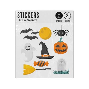 Picture of Halloween Bat Moon Spider Pumpkin Ghost Broom Sweets Sticker Sheets Twin Pack