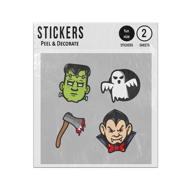 Picture of Halloween Monster Ghost Axe Vampire Sticker Sheets Twin Pack