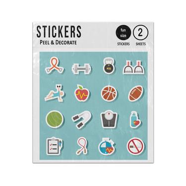 Picture of Health Fitness Gym Sport Exercise Health 2D Flat Icons Set Sticker Sheets Twin Pack