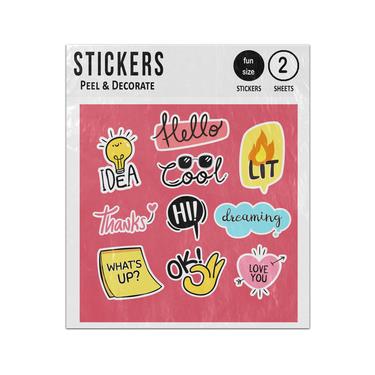 Picture of Hello Idea Thanks Whats Up Dreaming Love You Quotes Sticker Sheets Twin Pack