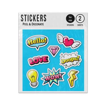 Picture of Hello Wow Oops Love Diamond Pop Art Sticker Sheets Twin Pack