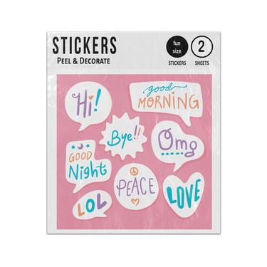 Picture of Hi Goodnight Bye Morning Omg Lol Peace Love Speech Bubbles Sticker Sheets Twin Pack