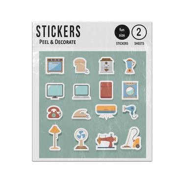 Picture of Home Electronic Devices Icons Set Collection Sticker Sheets Twin Pack