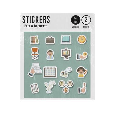 Picture of Infographics Chart Graph Analytics Business 2D Flat Icons Set Sticker Sheets Twin Pack