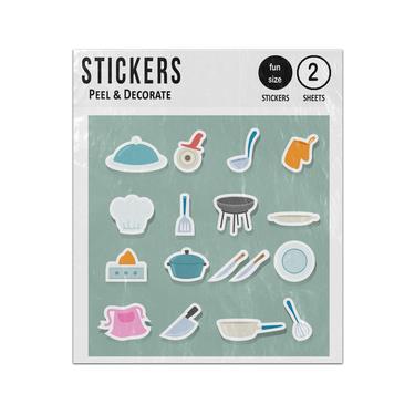Picture of Kitchen Food Cooking Restaurant Chef 2D Flat Icons Set Sticker Sheets Twin Pack