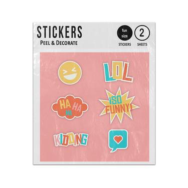Picture of Laughing Face Smiley Lol Kidding Haha So Funny Social Media Set Sticker Sheets Twin Pack