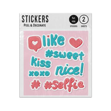 Picture of Like Sweet Kiss Nice Xoxox Selfie Hashtag Quotes Set Sticker Sheets Twin Pack