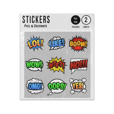 Picture of Lol Like Boom Wow Wff Omg Oops Yes Comic Pop Art Speech Bubbles Sticker Sheets Twin Pack