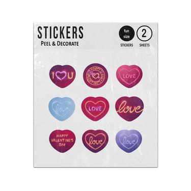 Picture of Love Heart Valentines Day Heart You Sticker Sheets Twin Pack