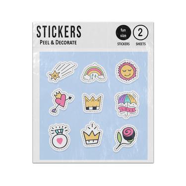 Picture of Love Pins Patches Collection Hand Drawn Style Sticker Sheets Twin Pack