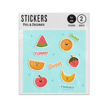 Picture of Melon Orange Tomato Strawberry Smiling Faces Sticker Sheets Twin Pack