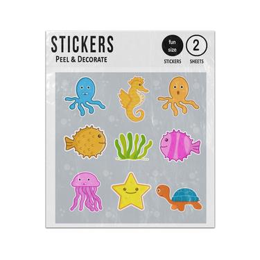 Picture of Ocean Sea Animals With Faces Collection Sticker Sheets Twin Pack