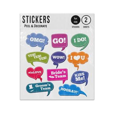 Picture of Omg Yes Grooms Brides Team Kiss Love I Do Wedding Speech Bubbles Sticker Sheets Twin Pack