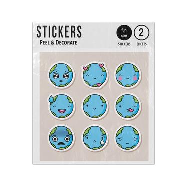 Picture of Planet Earth Facial Expressions Set Colleciton Sticker Sheets Twin Pack