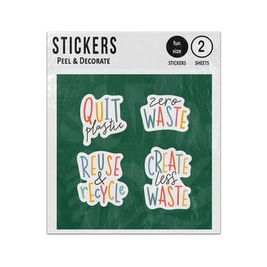 Picture of Quit Plastic Zero Waste Less Reuse Recycle Sticker Sheets Twin Pack