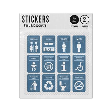 Picture of Restroom Wc Bathroom Signage Collection Set Sticker Sheets Twin Pack