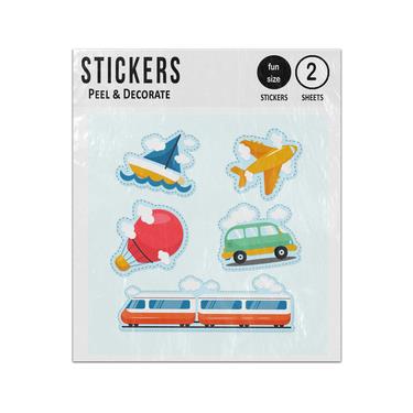 Picture of Sail Boat Plane Baloon Car Train Cartoon Set Sticker Sheets Twin Pack