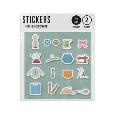 Picture of Sewing Tailoring Machine Thread 2D Flat Icons Set Sticker Sheets Twin Pack