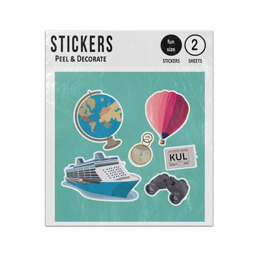 Picture of Ship Hot Air Balloon Binos Ticket Travel Set Sticker Sheets Twin Pack