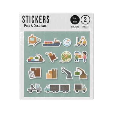 Picture of Shipping Container Cranes Vehicles 2D Flat Icons Set Sticker Sheets Twin Pack