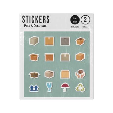 Picture of Shipping Package Delivery Box 2D Flat Icons Set Sticker Sheets Twin Pack