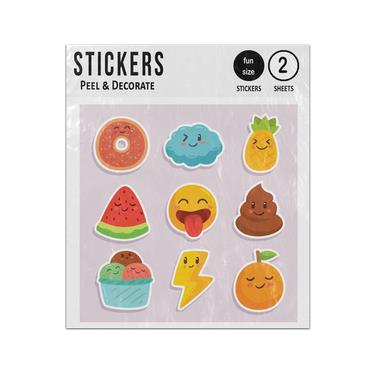 Picture of Smiley Colourful Fruit Faces Set Sticker Sheets Twin Pack