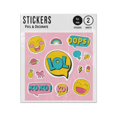 Picture of Social Media Oops Lol Xoxo Ko Speech Bubbles Sticker Sheets Twin Pack