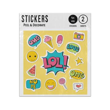 Picture of Social Networking Emoji Icon Set Collection 1 Sticker Sheets Twin Pack