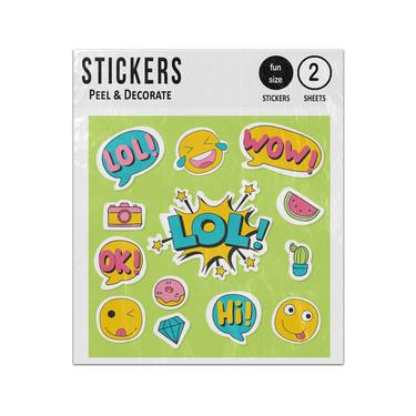 Picture of Social Networking Emoji Icon Set Collection 2 Sticker Sheets Twin Pack