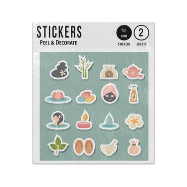 Picture of Spa Beauty Massage Relax Treatment 2D Flat Icons Set Sticker Sheets Twin Pack