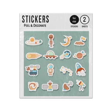 Picture of Space Astronomy Planet Rocket Sciene 2D Flat Icons Set Sticker Sheets Twin Pack