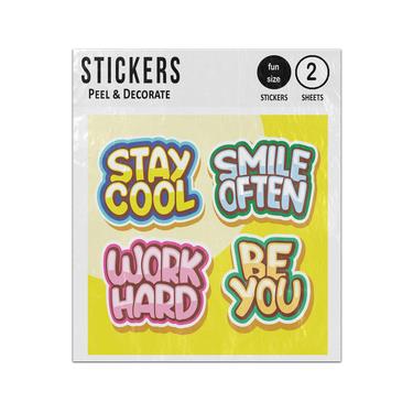 Picture of Stay Cool Smile Often Work Hard Be You Slogans Sticker Sheets Twin Pack