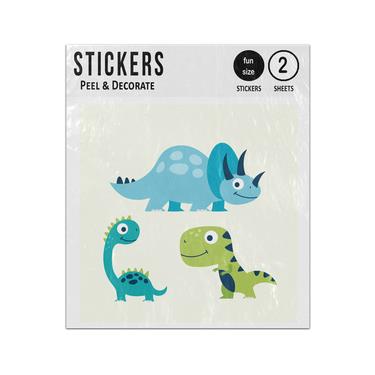 Picture of Three Hand Drawn Baby Dinosaurs Collection Sticker Sheets Twin Pack