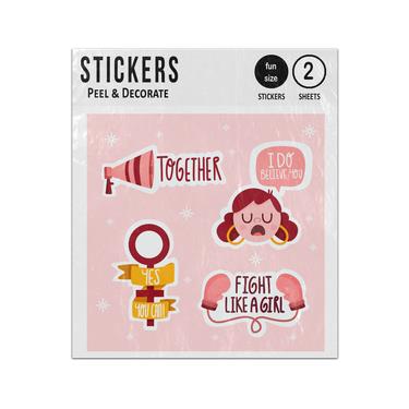 Picture of Together Yes You Can Fight Like A Girl Feminist Emblems Sticker Sheets Twin Pack