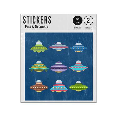 Picture of Ufo Spaceships Drawings Collection Set Sticker Sheets Twin Pack