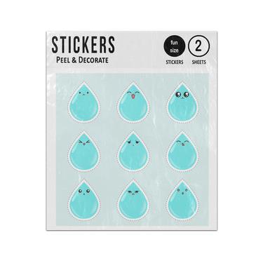 Picture of Water Drop Character With Facial Expressions Sticker Sheets Twin Pack