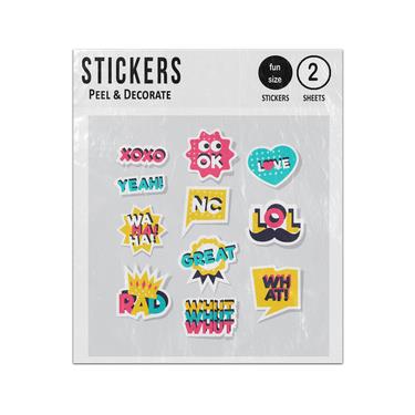 Picture of Xoxo Ok Love Yeah Wahaha What Whut Lol Nc Great Social Symbols Set Sticker Sheets Twin Pack