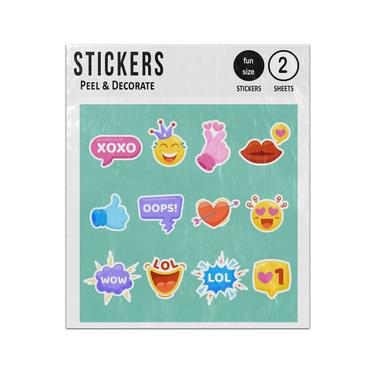 Picture of Xoxox Oops Wow Lol Social Media Doodle Symbols Sticker Sheets Twin Pack