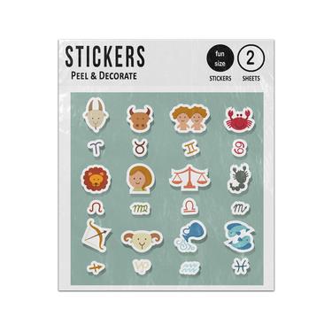 Picture of Zodiac Signs Astrology Profile Symbols 2D Flat Icons Set Sticker Sheets Twin Pack