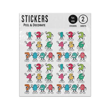 Picture of 1 2 3 4 5 6 7 8 9 0 Number People Cartoon Set Sticker Sheets Twin Pack
