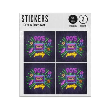 Picture of 90S Party Cassette Tape Neon Sign Style Sticker Sheets Twin Pack