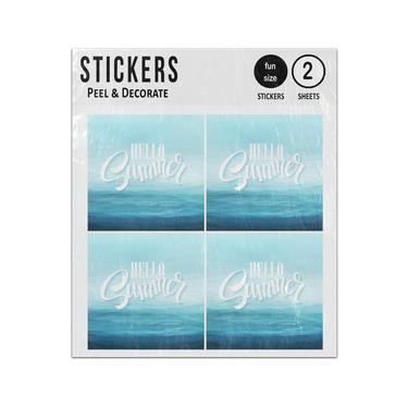 Picture of Abstract Blue Sea Waves Hello Summer Illustration Sticker Sheets Twin Pack