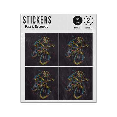 Picture of Abstract Colorful Teenage Bmx Rider Illustration Sticker Sheets Twin Pack