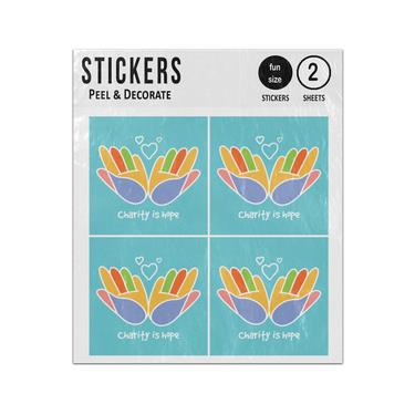 Picture of Abstract Coloured Hands Charity Is Hope Sticker Sheets Twin Pack