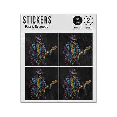 Picture of Abstract Guitar Player Illustration Sticker Sheets Twin Pack