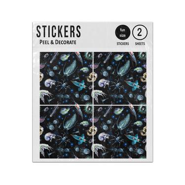 Picture of Abstract Pattern Glowing Lights Luminescent Images Marine Plankton Sticker Sheets Twin Pack