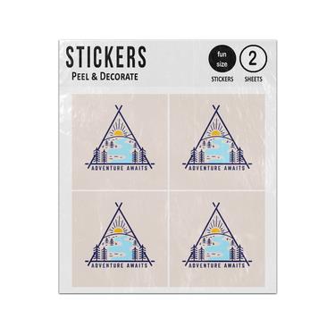 Picture of Adventure Awaits Camping Tent Logo Sticker Sheets Twin Pack